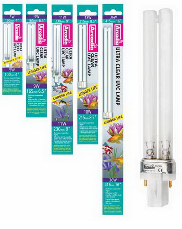 Arcadia Ultraclear Compact UVC Lamps - 5W,9W,11W,18W,36W
