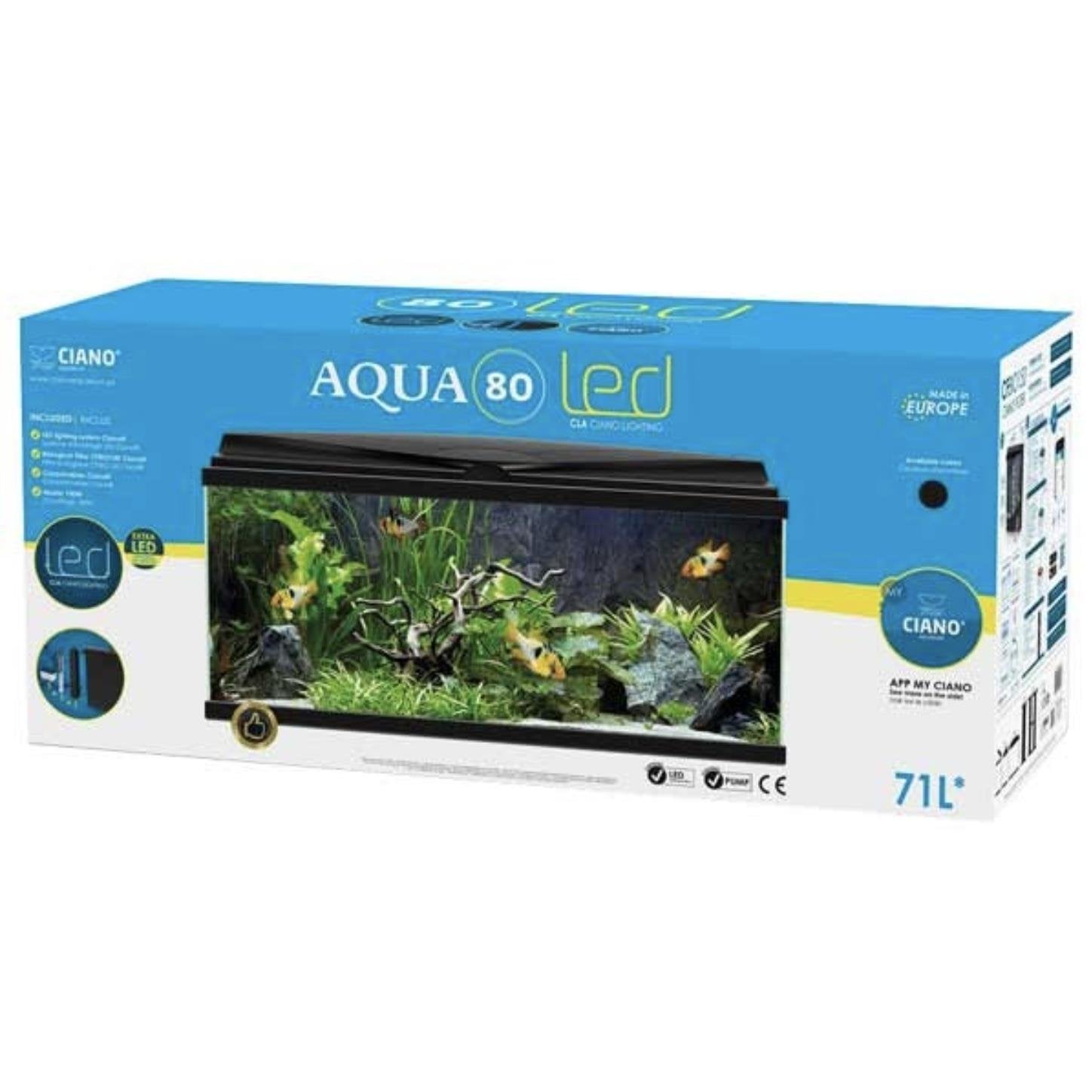 Ciano Aquarium 80 LED - White (Including CF80 Filter, Heater & LED Lighting) 71 Litre