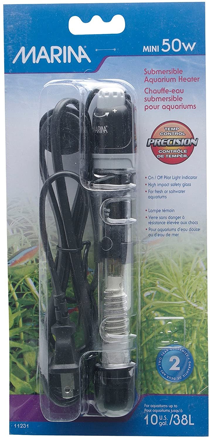 Marina Submersible Heater for Aquarium, Mini, 50-watt