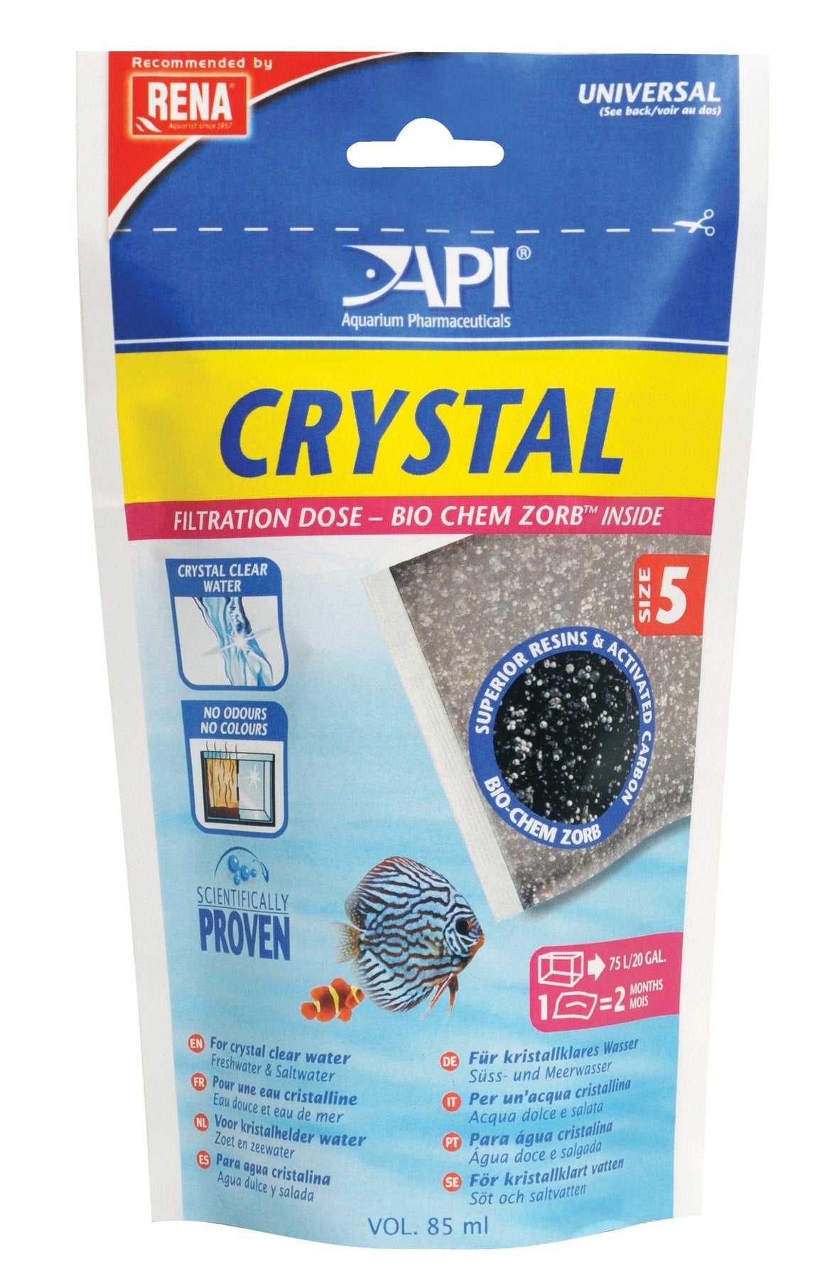 API Crystal Pouch Size 5 85ml For Aquarium Water Filtration