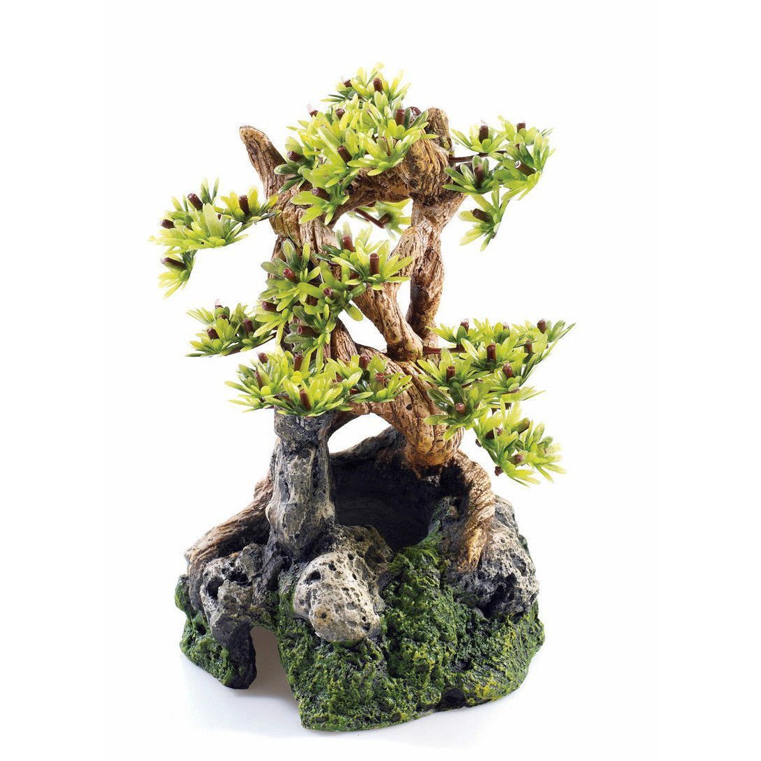 Bonsai On Rocks 19cm Fish Tank Ornaments For Air Tube