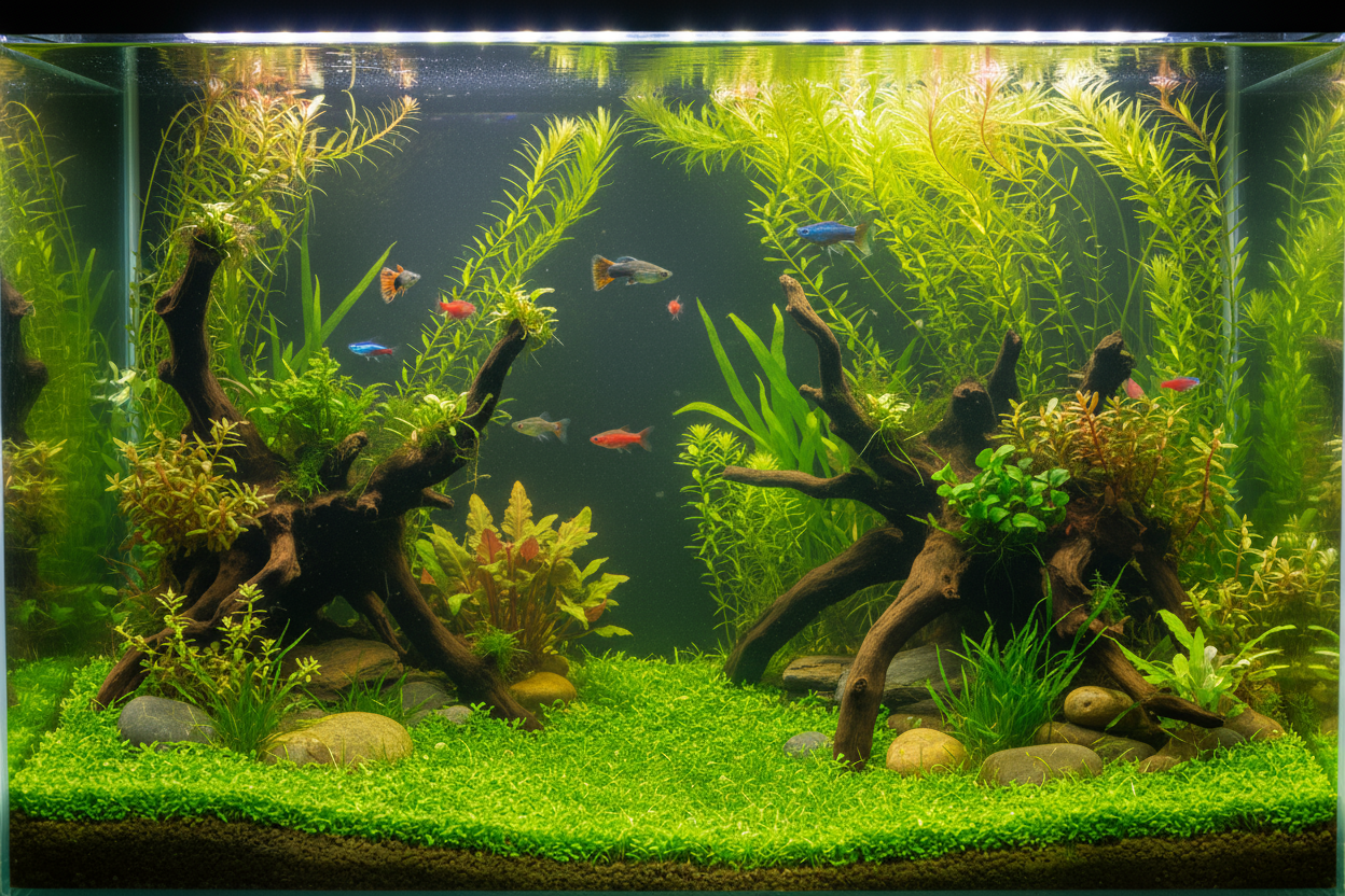 Freshwater Fish in a planted aquascape aquarium