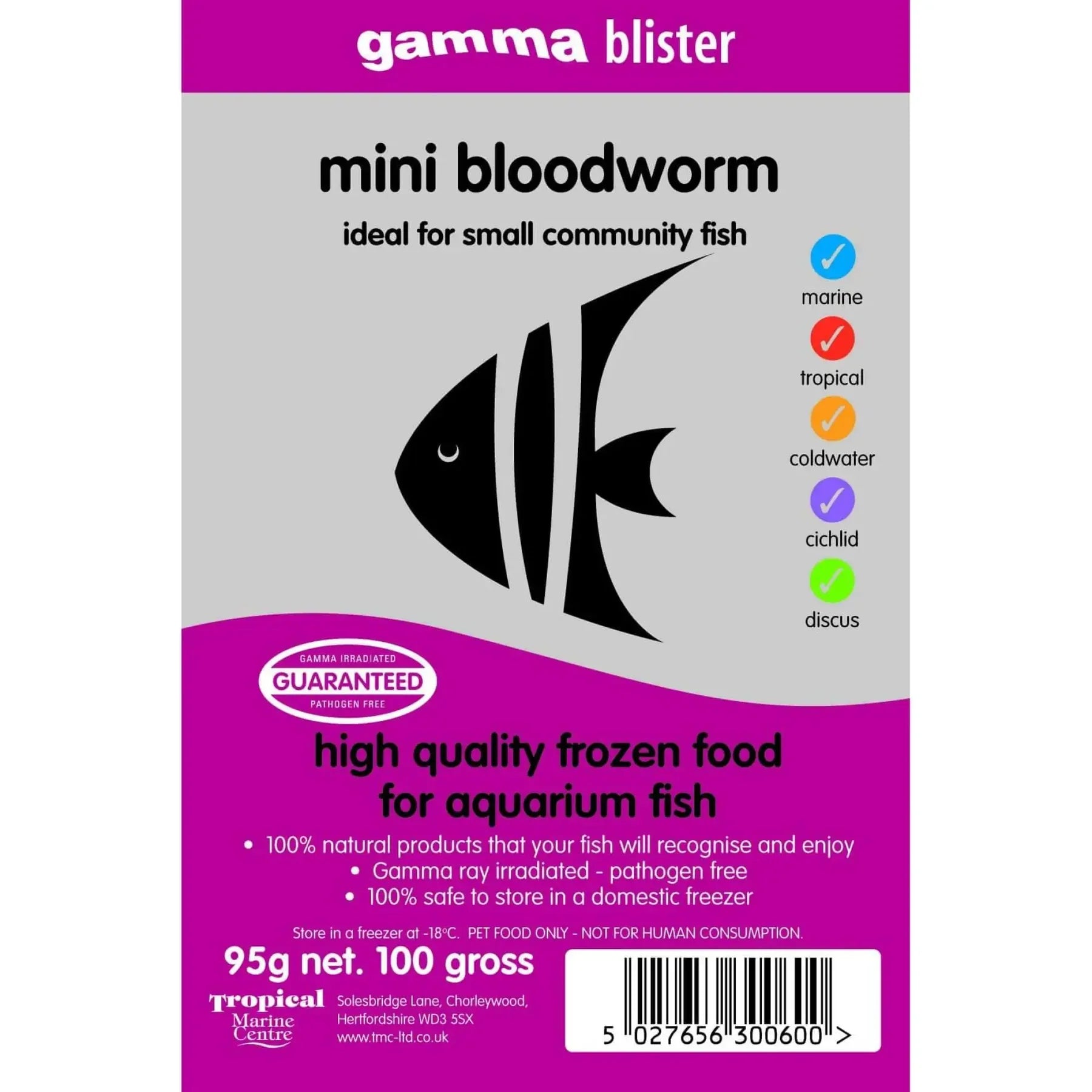 Gamma Concentrated Mini Bloodworm Blister Pack 95g