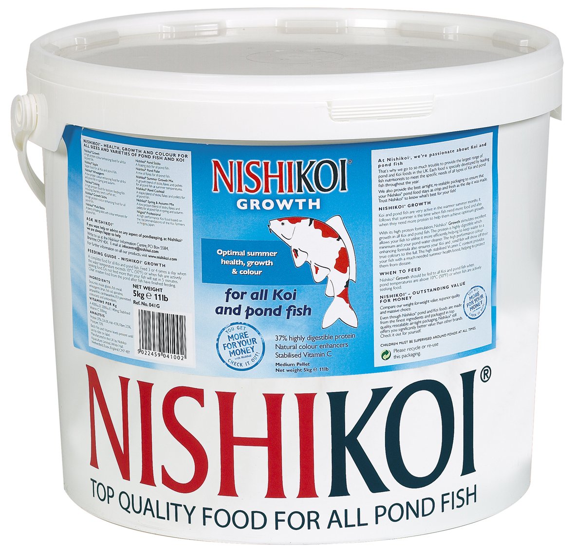 Nishikoi Growth Koi & Pond Fish Food Pellets Medium 5Kg