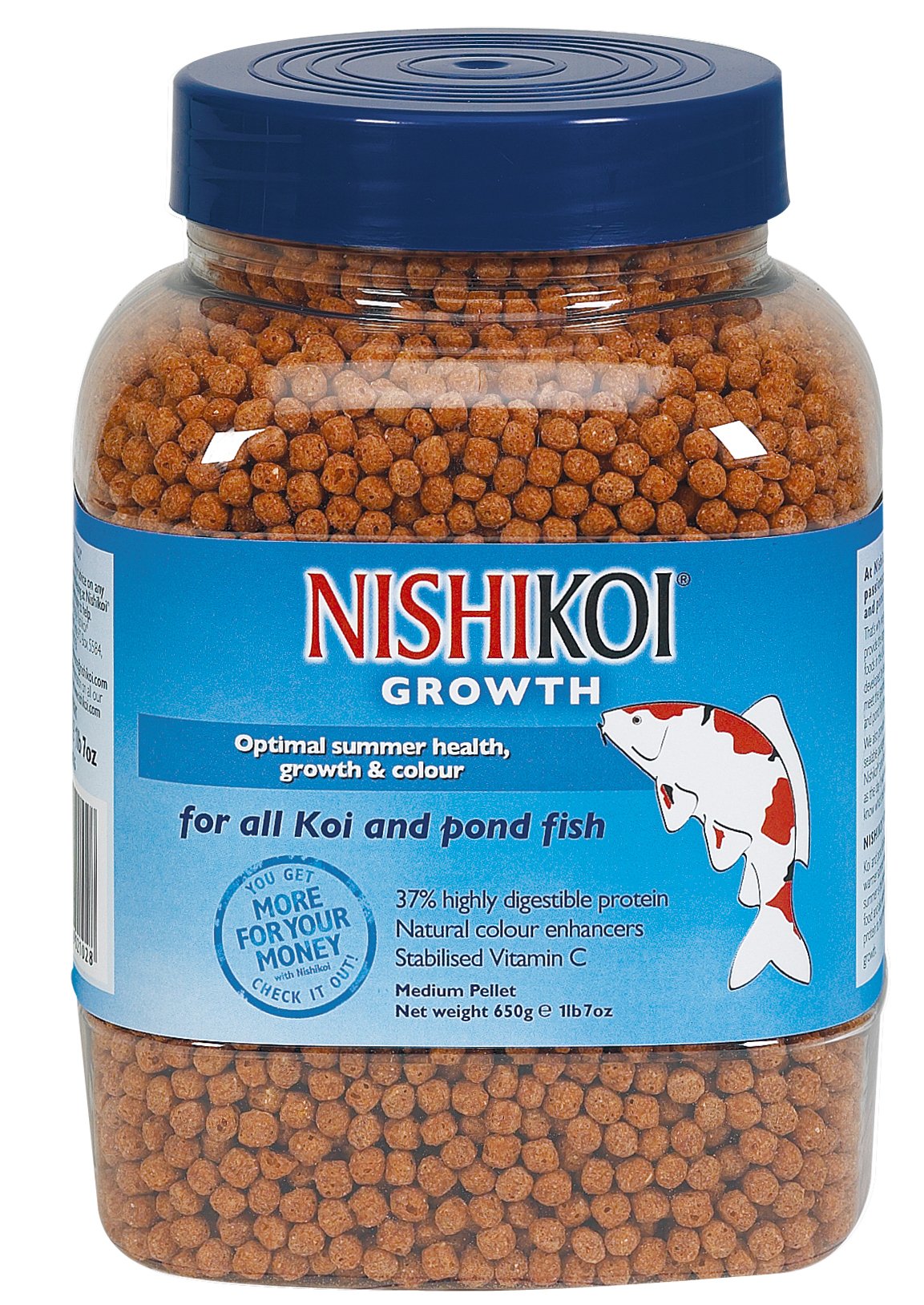 Nishikoi Growth Koi & Pond Fish Food Pellets Medium 650g