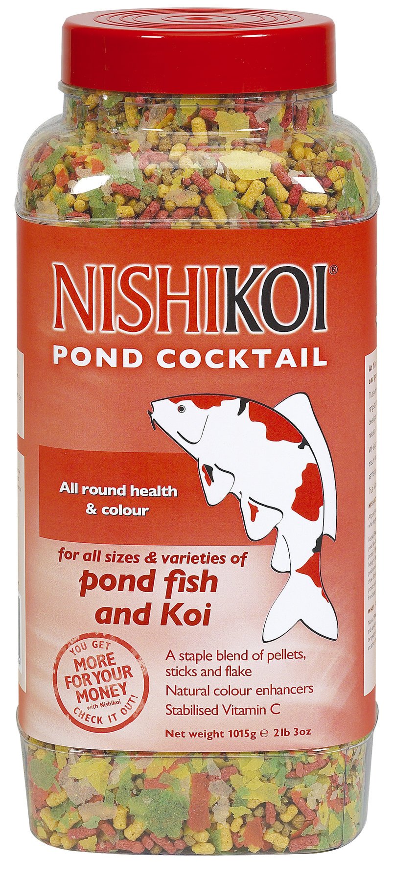 Nishikoi Pond Fish Food Cocktail 1Kg Sticks Flakes & Pellets