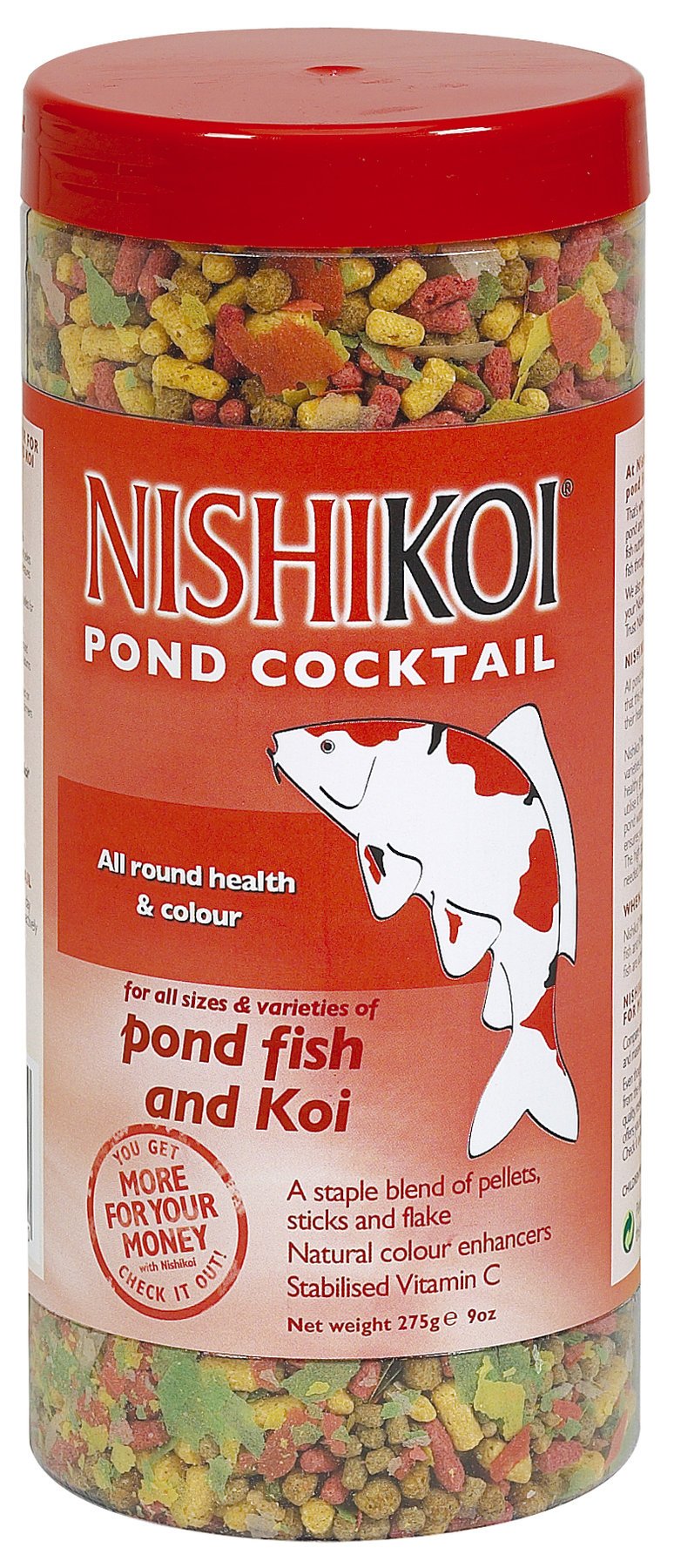 Nishikoi Pond Fish Food Cocktail 275g Sticks Flakes & Pellet