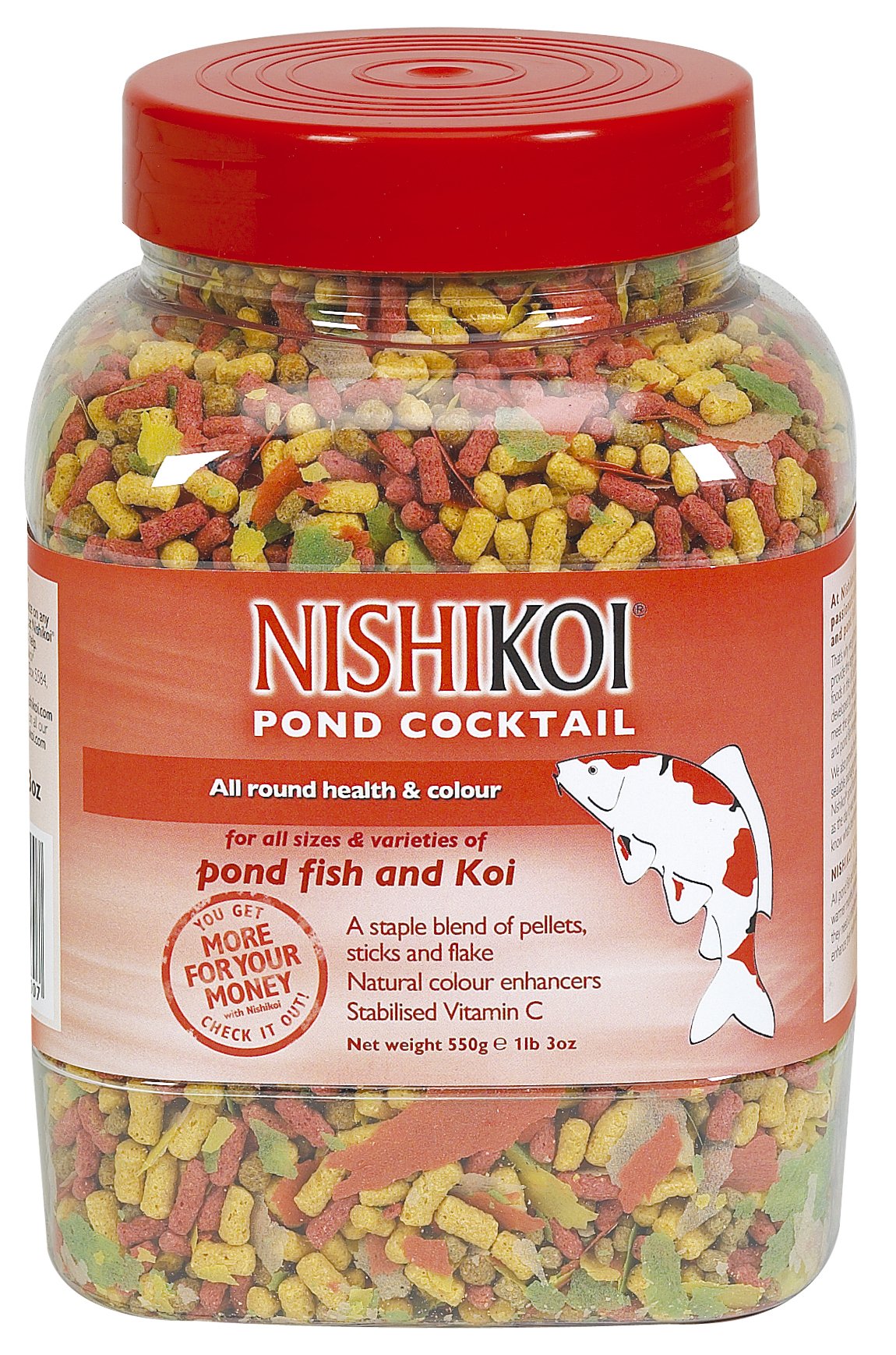 Nishikoi Pond Fish Food Cocktail 550g Sticks Flakes & Pellet