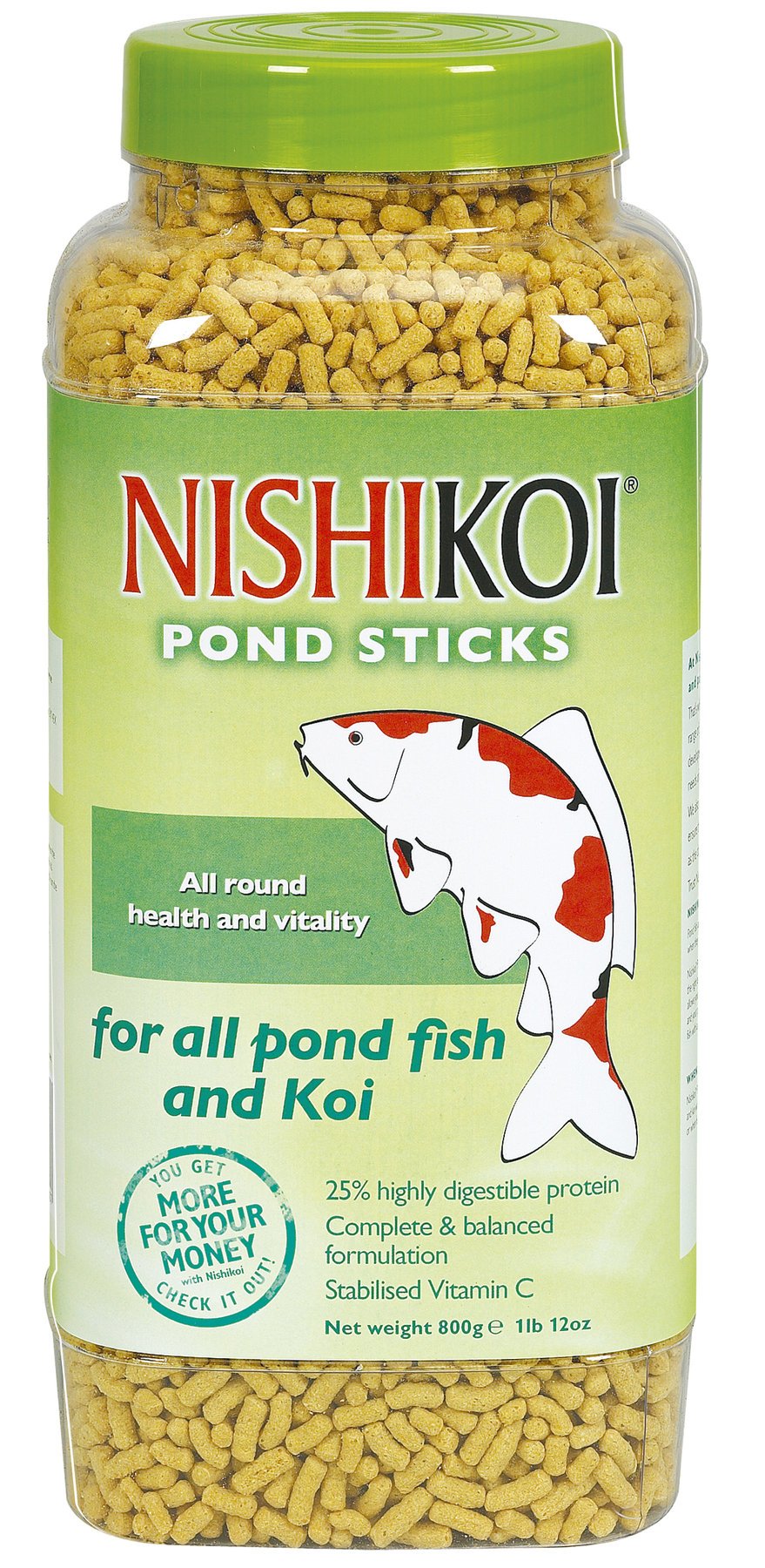 Nishikoi Floating Pond Sticks Fish Food 800g