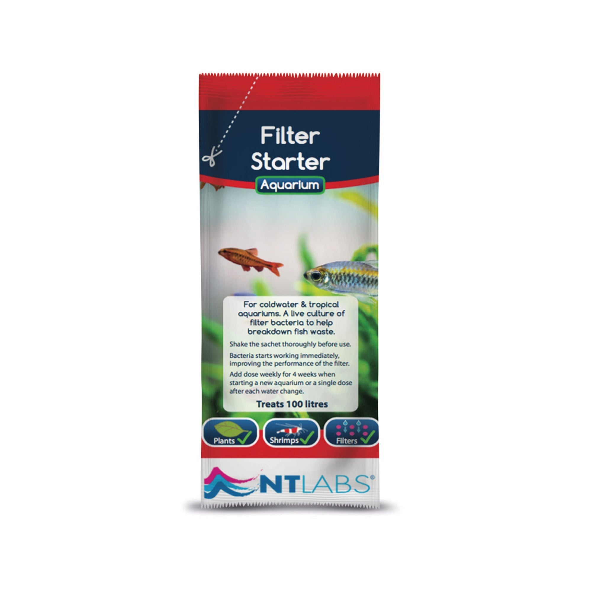 NT Labs Aquarium Filter Starter - 12 x 20ml Sachets