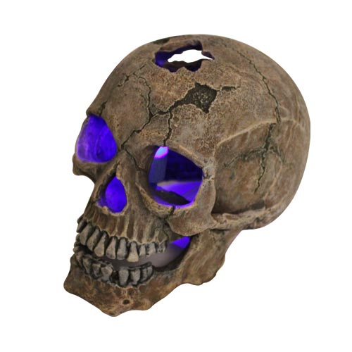 Aquarium Decor - Glowing Skull Light & Air Ornament