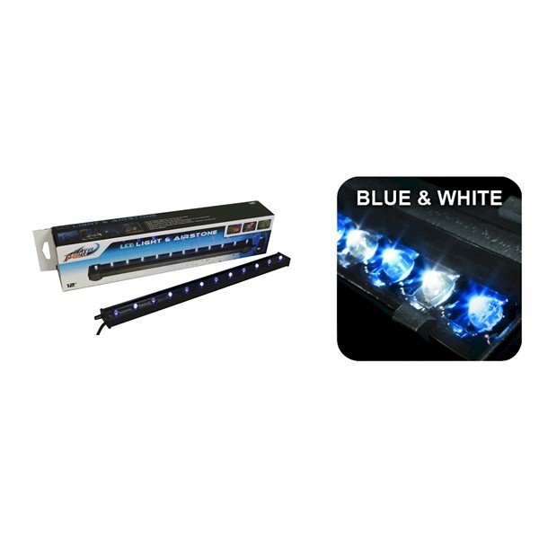 Wave Point LED Aquarium Airstone Blue & White 6"/15cm